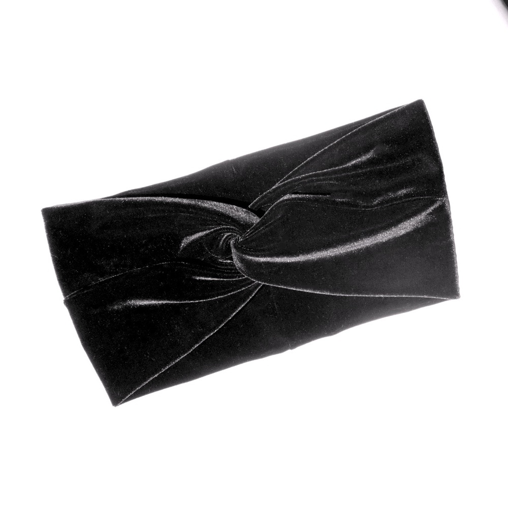 Stretch Velvet Headband Jet Black